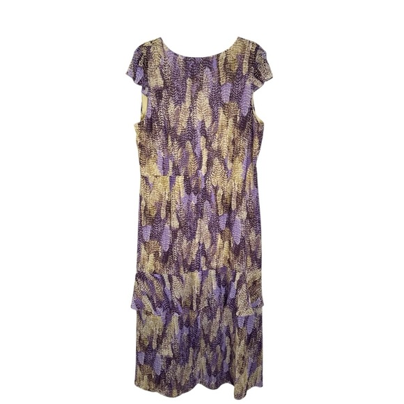 Haute Hippie XL Purple and Yellow Feather Tiered Ruffle Flowy Maxi Boho Dress - Picture 2 of 10